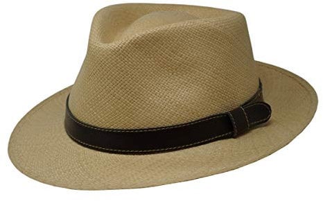 Borges & Scott Savanna Teardrop - Echter handgewebter Panamahut mit Lederriemenbesatz - 58cm