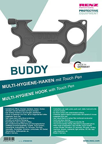 RENZ BUDDY Multi-Hygiene-Haken - mit integriertem Touchpen- Hygienegriff - Carbonfaserverstärkt