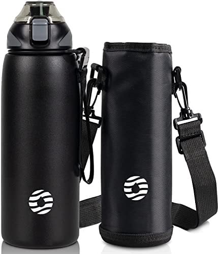 FJbottle Trinkflasche Edelstahl 1L, 800ml, 600ml, 400ml Kinder BPA-Frei Auslaufsichere Wasserflasche Thermosflasche Sport, Kohlensäure geeignet Thermoskanne für Uni, Schule, Fitness, Outdoor, Fahrrad