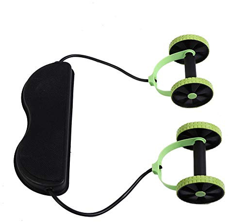 Power Roll, Abdominal Power Roll Doppelrad Ganzkörper Abnehmen Fitness Sport Workout Trainer (Schwarz + Grün)