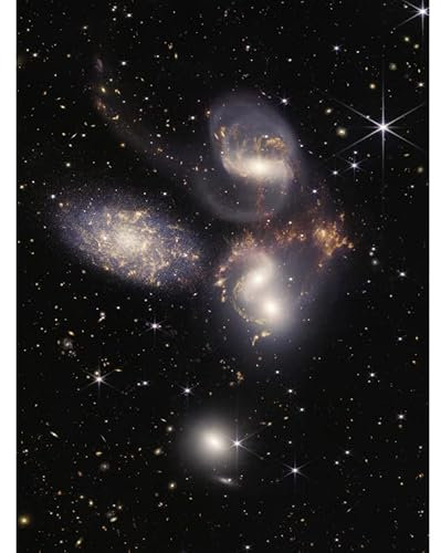Artery8 NASA James Webb Space Telescope Stephans Quintet NIRCam and MIRI Composite Image Five Galaxies Art Print Canvas Premium Wall Decor Poster Mural
