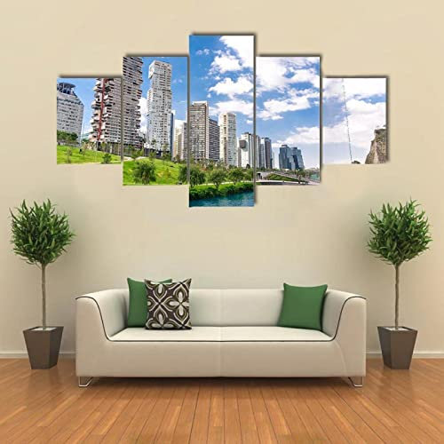 KIILA Moderne Wandbilder Mexiko-Stadt Santa Fe Parque La Mexicana Leinwand Bilder 4 Teilig Leinwandbild Bilder Hd-Druck 3D Bilder 4 TLG Wandkunst Abstraktes Design Für Home Dekoration