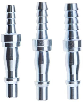 The Lord of the Tools 3pcs Raccords de Compresseur Tuyau Euro à Dégagement Rapide 3/8 Pouces Barbe de Tuyau 6.7mm 8mm 10mm Tuyau Ligne d'air en Acier Inoxydable Raccord de Coupleur à Filetage Mâle