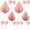 29Pcs Pink Cake Decorations Set, 4Pcs Paper Palm Cake Toppers and 25Pcs Cake Balls, DIY Cake Toppers Insert Decorations for Birthday, Wedding, Party Decoration
