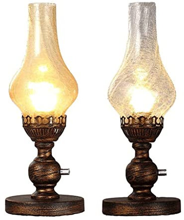 LIOONS Klassische Petroleumlampe, 2er-Pack Innenöllampe, Hardware, Ausschnitt, Hurrikanlampe, Schalter, Öllaterne, Glas-Hurrikanlaterne