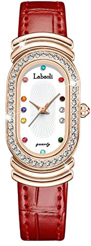 rorios Damenuhren Mode Strass Frauen Uhr Analog Quarz Uhr mit Leder Armband wasserdichte Armbanduhr für Frauen Damen