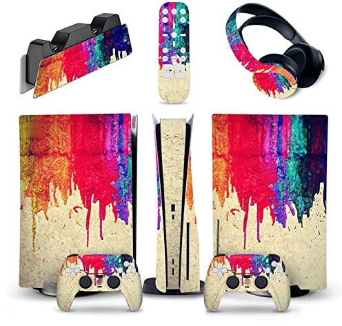 Piel Consola para PS5 Consola Disc Edition & Digital Edition Pegatina Vinilo Calcomanía Cubierta para Ps5 Mando & Estación Carga & Auriculares & Mando Multimedia 78567 Regalo Envolturas Pieles (Size