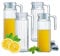 HOMESHOPA Glass Water Jug with Lid, 4 Pack 1.1L Water Pitcher Glass Carafe Jug for Hot/Cold Water Ice Tea Coffee Milk & Juice Beverage, Transparent Glass Fridge Door Water Jug with Spout and Handle