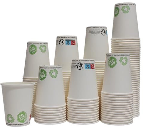 Very Wood Compagny [1000 pcs] Gobelets jetables en carton 240ml, Tasses/Verres jetables 8 oz pour boissons chaudes et froides