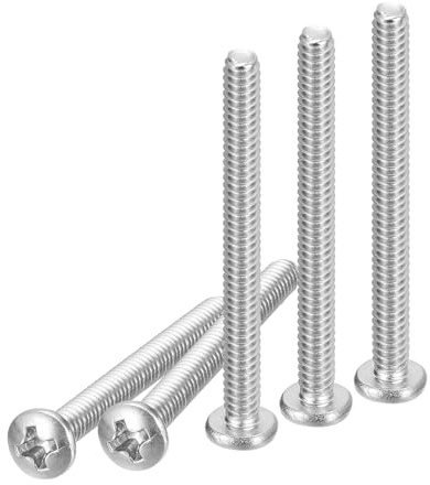 DTGN 50 Stück #6-32x2 Pan Head Maschinenschrauben 304 Edelstahl | Phillips-Antrieb, UNC Vollgewinde, helle Oberfläche, Schrauben Bolzen Set