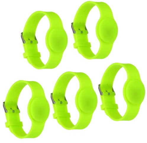 PATIKIL RFID Silikon Armband 5 Pack 13.56MHZ Smart IC Karte Armband Wasserdicht Handgelenk Band Zugang Kontrolle für Schwimmbad Badezentrum Fluoreszierend Grün