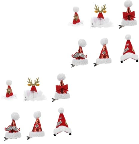 minkissy 12 Stk Weihnachtsmütze Haarnadel Haar Klammern Mini-krallenklammern Für Haare Weihnachtsmütze Schneeflocke Kopfschmuck Clip Mini-weihnachtshaarspangen Stoff Klauenclip Weihnachten