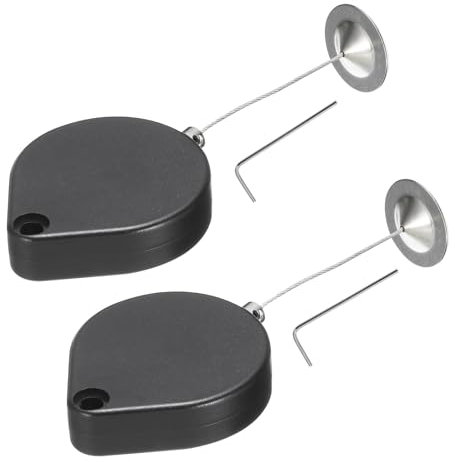 sourcing map Retractable Security Cable Lock,Remote Control Security Lock Round,Remote Control Anti-Lost Rope with Double-Sided Adhesive for TV,DVD,Hardware Cable Lock 2Set Black 39.37 Length
