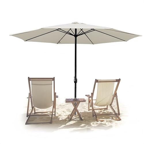 Tubiaz Sombrilla grande de 270 cm, 350 cm, impermeable, sin soporte, con manivela, para balcón, jardín, terraza, Sombrilla beige, Ø350 cm