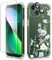 GVIEWIN Kompatibel mit iPhone 13 Hülle 6,1 Zoll 2021, mit Schutzglas + Kamera Schutzglas, klares Blumen Frauen Dünne Weiche TPU Stoßfeste Schutzhülle Cover Handyhülle,Akelei/Weiß