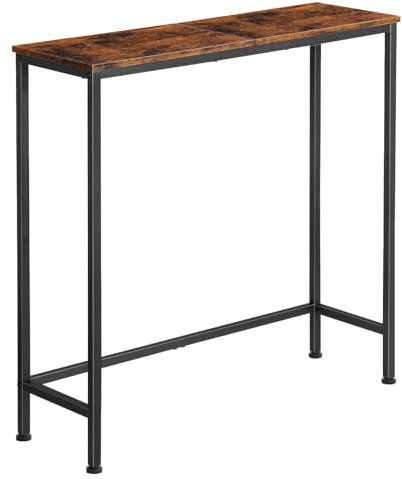 Shinoske Console Meuble, Table Console Table d'Appoint, Table d’Entrée, Bout de Canapé, Petite Table de Présentation, Métal Panneaux de Particules, Style Industriel, Marron Rustique