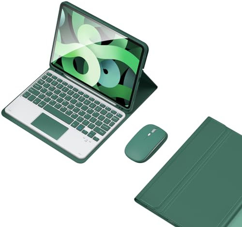 Tastatur Hülle für Samsung Galaxy Tab S8 Plus/S8+/S7 FE/S7+/S7 Plus 12.4'', Magnetische Abnehmbare Kabellose Bluetooth-Tastatur mit S-Pen-Halterung,Dark Green