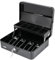 HMF 15230-02 Cassetta portavalori con chiave, cassetta porta soldi, portamonete e 4 scomparti per banconote con clip | 30 x 24 x 9 cm | Nero