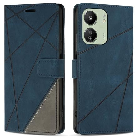 SONWO Handyhülle für Redmi 13C 4G Hülle, Premium PU Leder Handyhülle Wallet Silikon Schutzhülle Klapphülle für Redmi 13C 4G, Blau