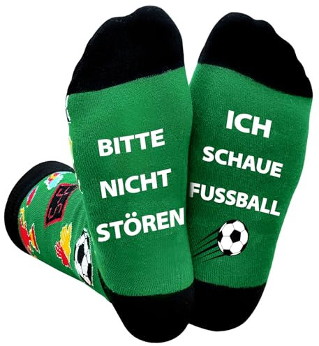 Kisvic Fußball Geschenke für Männer Lustige Socken, Socken mit Spruch Bitte Nicht Stören Ich Schaue Fussball, Baumwollsocken Fußball Geschenk für Mann Opa Papa Jungen zum Geburtstagsgeschenk