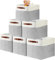 Malloom 6 Pack Fabric Cube Storage Boxes 30x30x30, Square Grey Storage Basket with Handles, Collapsible Storage Cube Boxes Cubby Storage Bins for Shelves, Closet, Clothes and Toys Organising (Grey)