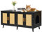 VEVOR Katzenschrank, Katzenklo Schrank versteckt mit Rattan-verzierten Türen, Katzentoilettenschrank aus Holz passt in die meisten Katzentoiletten, 1,19 m L x 0,5 m B x 0,55 m H, schwarz