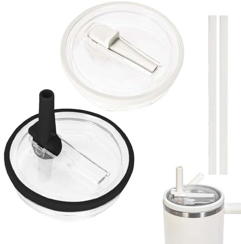 MUYAPAY 2 Pièces Couvercle pour Gobelet de 40 oz, Tumbler Lid Réutilisable, Tumbler Lid Replacement Anti-Poussière et étanche, Cup Accessoires Remplaçable, pour Tasses de 40 oz (Noir et Blanc)