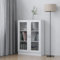 Willood Vitrinenschrank Bücherschrank Aktenschrank Büroschrank Vitrine Schrank Bücherregal Sideboard Weiß 82,5x30,5x115 cm Holzwerkstoff