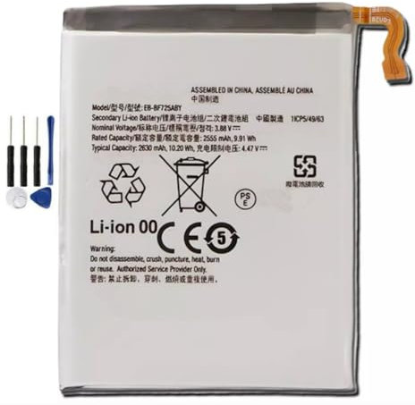 Bestome Batteria di ricambio compatibile con EB-BF725ABY Galaxy Z Flip 4 Galaxy Z Flip 4 5G 1ICP5/49/63 3.88V, 2555mAh/9.91Wh