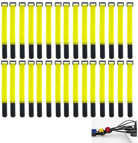 30PCS Long Cable Ties, Loop Fastening Wire Straps Heavy Duty Adjustable Cord Strips Wraps Straps Hook Loop Cord Cable Wrap Labels Organisers Fastener Management, Tidy Wrap Hook for Home Office