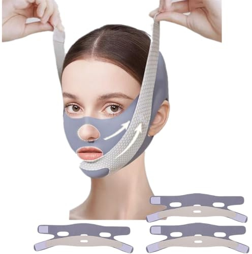 3 Pack Reusable Double-layer Lifting Mask with Chin Strap for Sleeping, Face Lift Prevent Sagging, Lifts Nasolabial Folds, Lifts Corners of Mouth, Face Chin Lift Mask for Men and Women