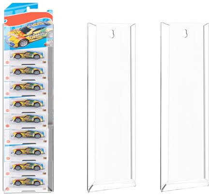 3 Sets Modellauto Vitrine zur Wandmontage mit Klebehaken Aufbewahrungsregal aus Acryl Wandvitrine Sammlervitrine Wandregal Hängeregal für verpackte Autos 42,5x11,5 cm