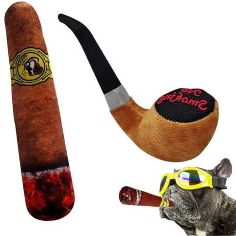 IKOPFLN Giochi per Cani Scricchiolanti a Forma di Sigaretta - Peluche Morbido e Durevole - 2 Pezzi Carino Giocattolo (B)