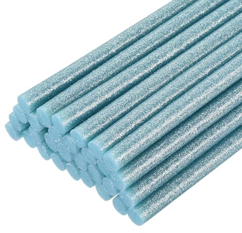 sourcing map 30pcs Full Size Hot Glue Gun Sticks 7mm x 200mm High Sticky Small Hot Glue Sticks for Glue Gun, Glitter Sky Blue