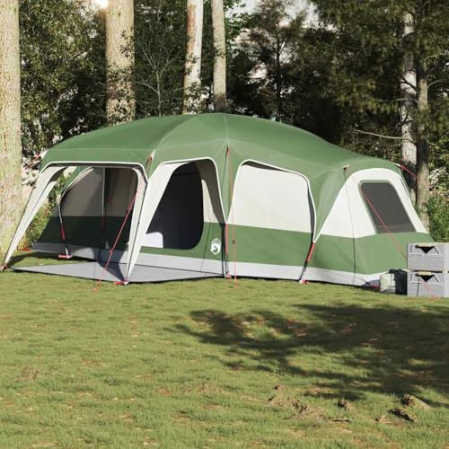 Gecheer Familienzelt Campingzelt Tunnelzelt Hauszelt mit Vorzelt 9 Personen Grün Wasserdicht