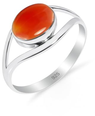 Ring Damen 925 Sterling Silber, Ring mit Naturstein Hochzeit, Verlobung Solitärring Klassischer Designring RB-01-P