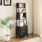 Coleshome Bücherregal, Regal Schmal mit 5 Regalen, mit 2 Stoffschubladen, Bücherregal Klein Geeignet für Schlafzimmer, Büro, Wohnzimmer, Küche, 39 x 28.5 x 157cm, Schwarz