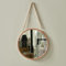 Hosoncovy Metal Frame Wall Round Hanging Decorative Mirror with Chain Makeup Vanity Mirror for Bathroom Living Room Bedroom 37.5CM Diameter (Rose Gold)