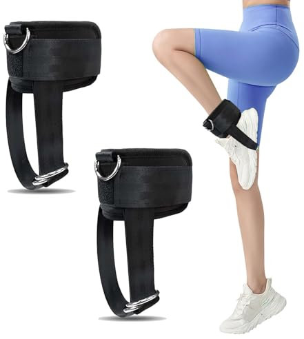Zyiphor 1 Paire Sangle Cheville Musculation Poulie Sangle de Cheville Musculation Ankle Strap Gym Attache Cheville Musculation Réglable avec Anneaux en D pour Homme et Femme
