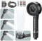 Pommeau de Douche Haute Pression, Pommeau Douche Economie Deau 4 Types de Jets Pommeau de Douche Anti Calcaire avec Tuyau Douche 1.5M et Support de Douche, avec Bouton D'arrêt D'eau, Gris