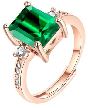 Anello Pollice Donna Anello con tormalina verde con pietra preziosa colorata intarsiata in oro rosa dito indice regolabile aperto femminile Da Mignolo Donna (Green, 1. 08cm)