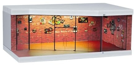 Harilla 1/64 Garage für Autos, Spielzeugautogarage mit Licht, Auto Parkhaus DIY Autovitrine für Sportwagen, Kinder Parkhaus Vitrine Auto Veranstalter für Sammler, Spielzeugautos, Sportwagen, Stil s
