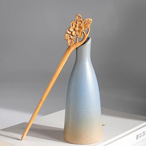 Bâtons à cheveux en bois japonais chinois ancien fait à la main - Baguettes en bois vintage rétro sculpté - Longue fourchette - Épingles à châle - Épingles à cheveux - Accessoires pour cheveux