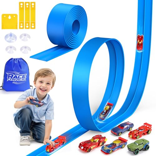 Toyokid Flexible Race Track, Speed Track Toys for 3-12 Year Old Boys Toy Age 5 6 7 8 Car Track Kids Toys Age 7 8 9 Easter Gifts for 5 6 7 Year Old Girl Toy Cars for Boy Toy Age 3 4 5 Spider Toy Car