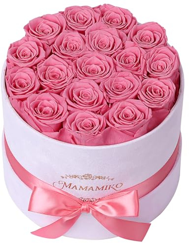 18 Infinity Rosen Box Rosa, konservierte ewige Rosen, Geschenk für Frauen | Echte konservierte Rosen, jahrelang haltbar; zum Geburtstag, Muttertag, Jahrestag für Freundin, Mama, Sie