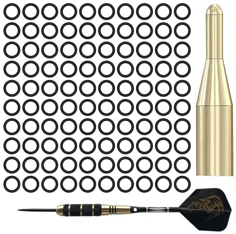 Dartwelle O Ringe - 100pcs Nicht -Schlupf -Gummi -Ringe | Dart -Ring mit Applikator | Tragbarer Verschleiß-resistenter Dartt-Ring mit Installationswerkzeug, Lieferungen für Metall 2AB-Gewindewellen