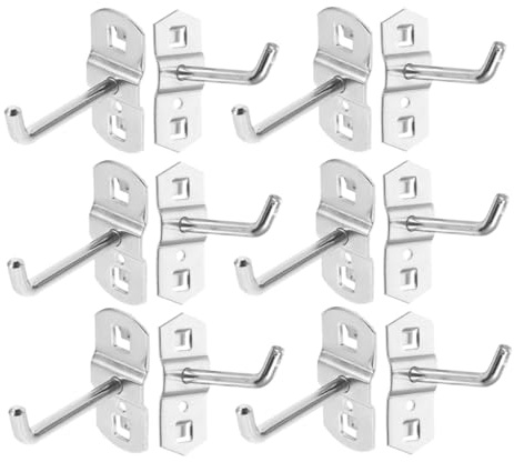 Ipetboom 12 piezas Unidades Ganchos para Tablero Perforado Resistentes para Colgar Herramientas y Accesorios Soportes Metálicos para Organización Garajes y Tiendas