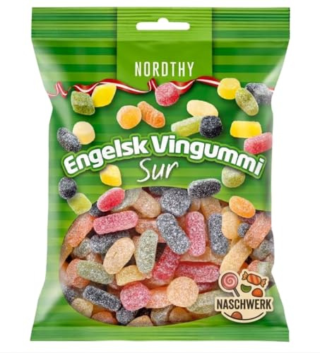 Nordthy Sur Engelsk Vingummi 800g – Saure Englische Weingummis – Fruchtgummi Mix – Dänische Süßigkeiten
