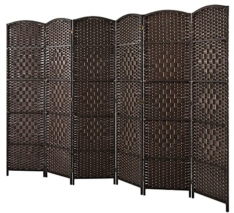 COSTWAY 6 TLG. Trennwand Raumteiler, 273 x 180 cm Paravent Outdoor, Sichtschutz klappbar, Papierfaser & Pappelholzrahmen, Raumtrennwand für Büro, Wohnzimmer & Balkon (Weiß)