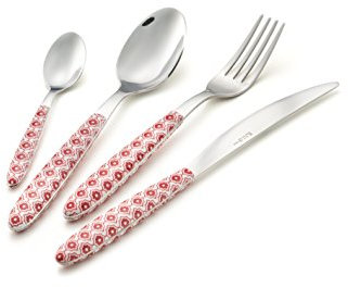 Eme Set 24pz Posate Vetrina Salvaspazio Vero Rajah Rosso Made in Italy